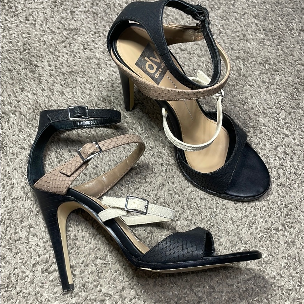 DV by Dolce Vita Black and Cream Stiletto Heels